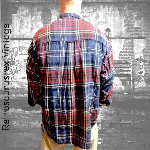 VINTAGE 1980’s Ralph Lauren Chaps Soft Cotton Plaid Flannel Shirt, XL - Picture 4 of 6